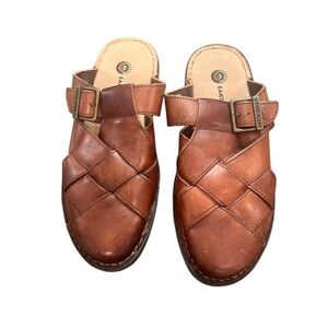 Earth Shoes Daisy Leather Clogs Size 7.5 – Brown Buckle Slip-On Comfort Shoes